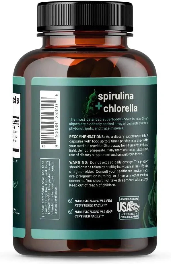 SNAP - Snap Organic Spirulina Chlorella Capsules 120 Capsulas - The Red Vitamin MX - Suplementos Alimenticios - {{ shop.shopifyCountryName }}