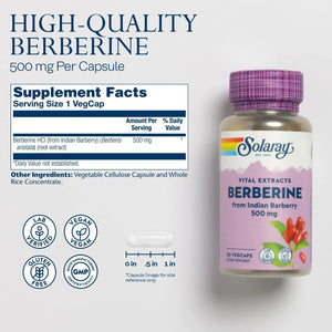 SOLARAY - Solaray Berberine 500Mg. 60 Capsulas - The Red Vitamin MX - Suplementos Alimenticios - {{ shop.shopifyCountryName }}