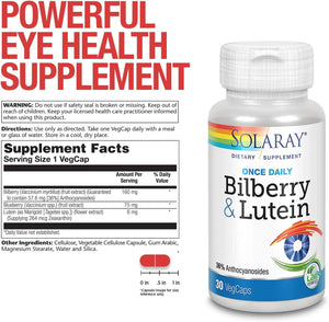 SOLARAY - SOLARAY Bilberry and Lutein 30 Capsulas - The Red Vitamin MX - Suplementos Alimenticios - {{ shop.shopifyCountryName }}