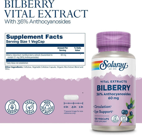 SOLARAY - SOLARAY Bilberry Berry Extract 60Mg. 120 Capsulas - The Red Vitamin MX - Suplementos Alimenticios - {{ shop.shopifyCountryName }}