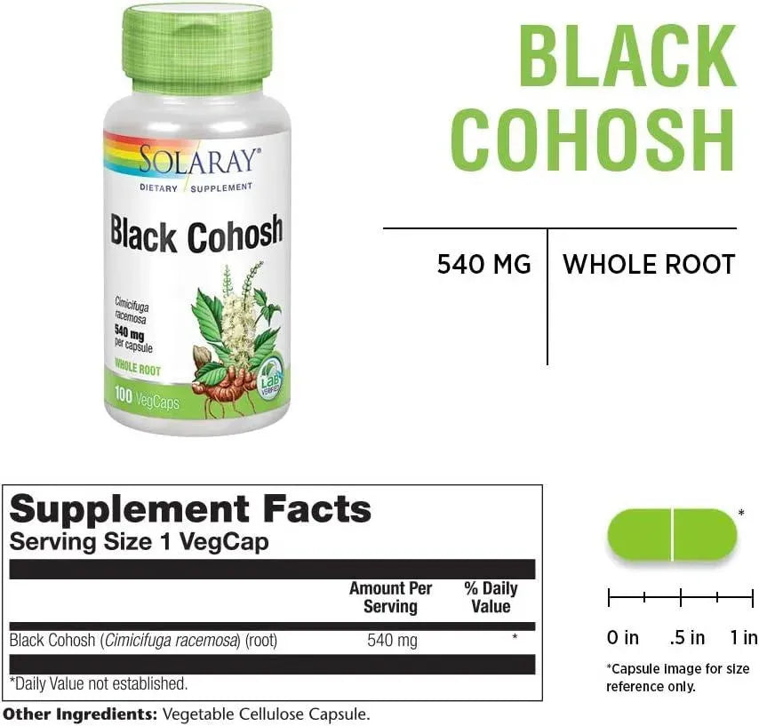 SOLARAY - SOLARAY Black Cohosh 540Mg. 100 Capsulas - The Red Vitamin MX - Suplementos Alimenticios - {{ shop.shopifyCountryName }}