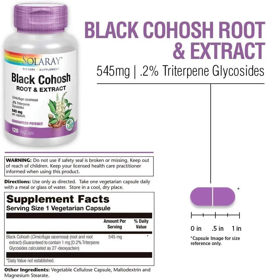 SOLARAY - Solaray Black Cohosh Root & Extract 545Mg. 120 Capsulas - The Red Vitamin MX - Suplementos Alimenticios - {{ shop.shopifyCountryName }}