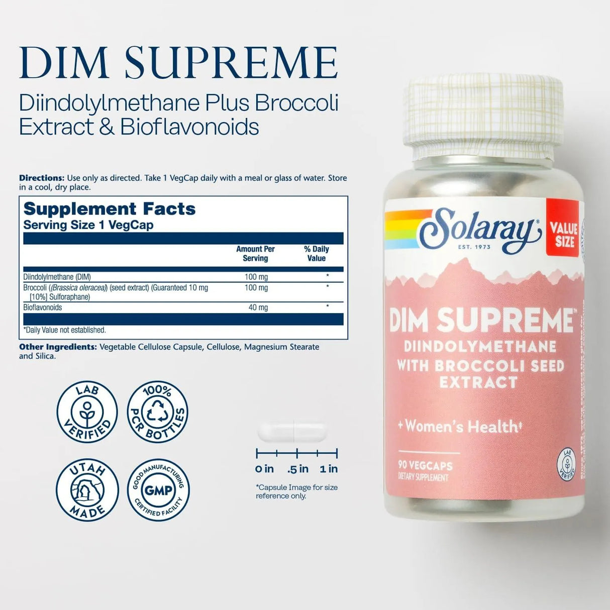 SOLARAY - Solaray DIM Supreme 100Mg. 90 Capsulas - The Red Vitamin MX - Suplementos Alimenticios - {{ shop.shopifyCountryName }}