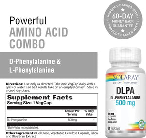 SOLARAY - SOLARAY DL-Phenylalanine 500Mg. 60 Capsulas - The Red Vitamin MX - Suplementos Alimenticios - {{ shop.shopifyCountryName }}