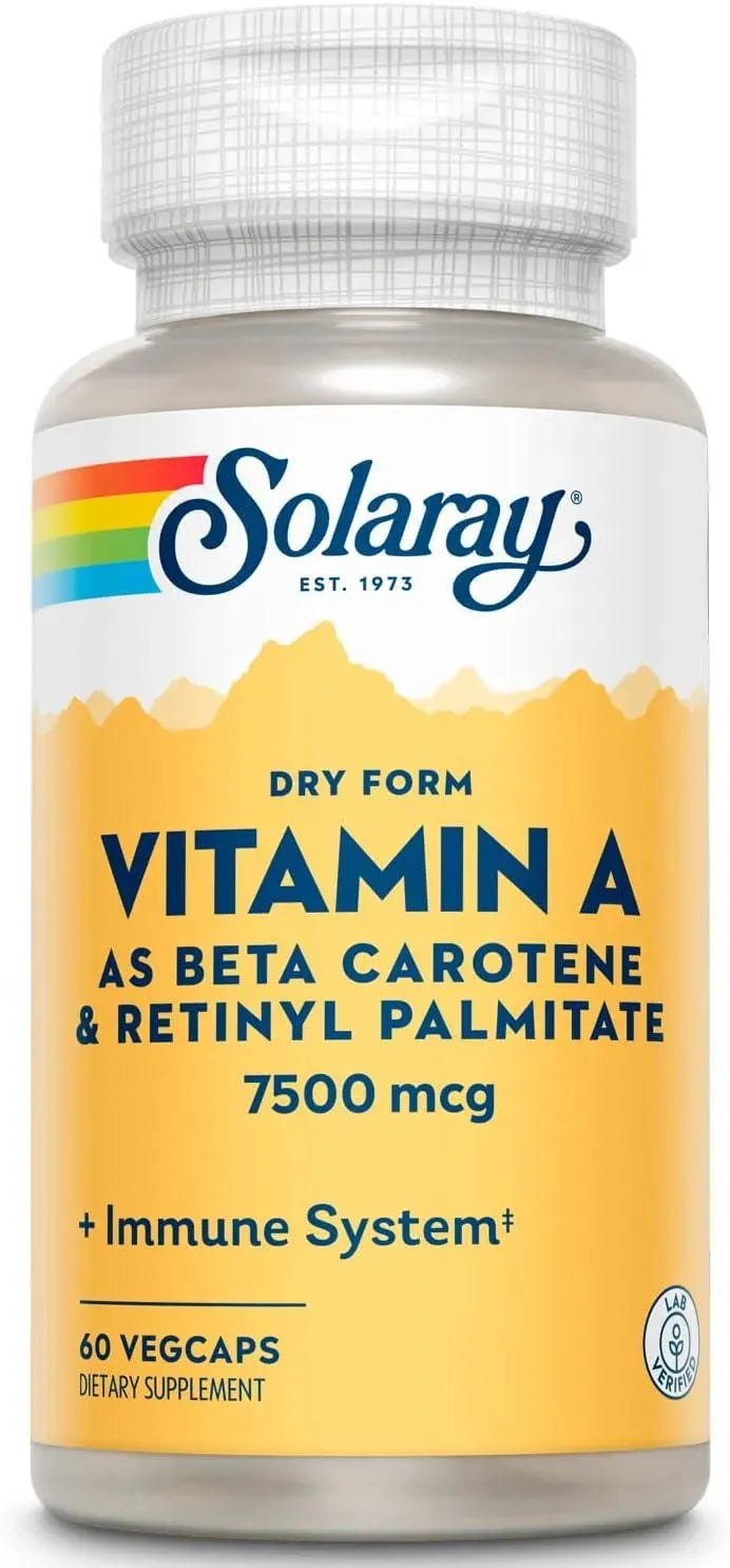 SOLARAY - Solaray Dry Form Vitamin A 60 Capsulas - The Red Vitamin MX - Suplementos Alimenticios - {{ shop.shopifyCountryName }}