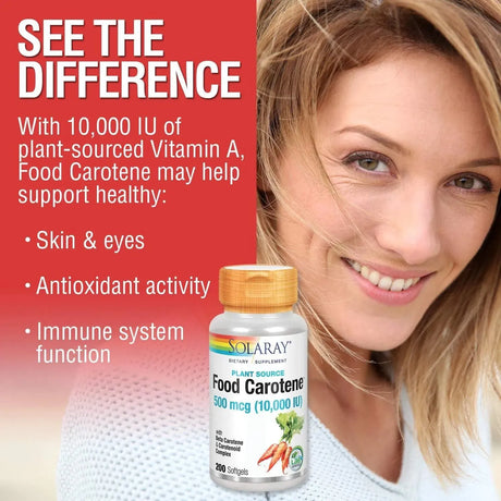 SOLARAY - SOLARAY Food Carotene Vitamin A 10000 IU 200 Capsulas Blandas - The Red Vitamin MX - Suplementos Alimenticios - {{ shop.shopifyCountryName }}
