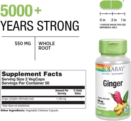 SOLARAY - SOLARAY Ginger Root 1100Mg. 100 Capsulas - The Red Vitamin MX - Suplementos Alimenticios - {{ shop.shopifyCountryName }}