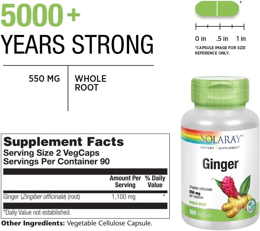 SOLARAY - SOLARAY Ginger Root 1100Mg. 180 Capsulas - The Red Vitamin MX - Suplementos Alimenticios - {{ shop.shopifyCountryName }}