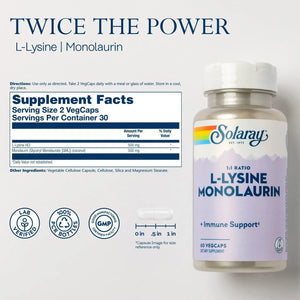 SOLARAY - Solaray L-Lysine Monolaurin 60 Capsulas - The Red Vitamin MX - Suplementos Alimenticios - {{ shop.shopifyCountryName }}