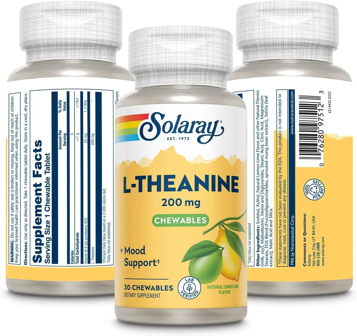 SOLARAY - Solaray L Theanine 200Mg. 30 Tabletas Masticables - The Red Vitamin MX - Suplementos Alimenticios - {{ shop.shopifyCountryName }}