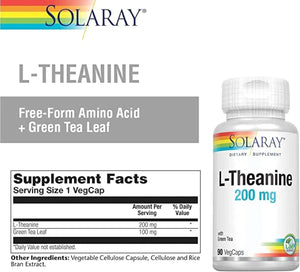 SOLARAY - Solaray L-Theanine 200Mg. With Green Tea 90 Capsulas - The Red Vitamin MX - Suplementos Alimenticios - {{ shop.shopifyCountryName }}