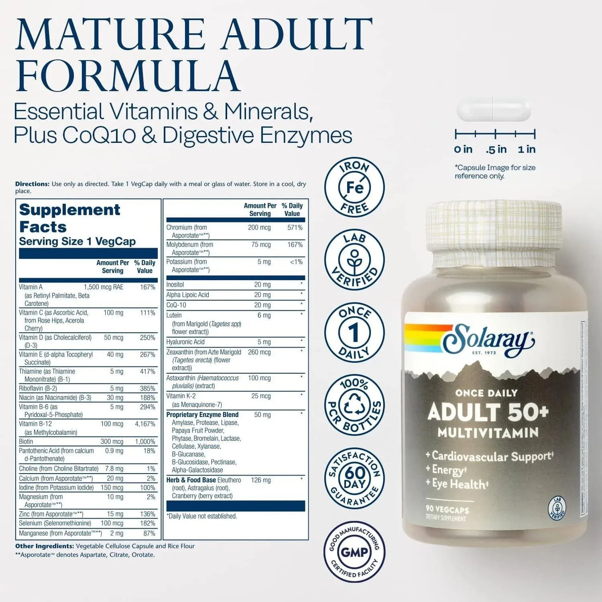 SOLARAY - Solaray Once Daily Adult 50+ 90 Capsulas - The Red Vitamin MX - Suplementos Alimenticios - {{ shop.shopifyCountryName }}