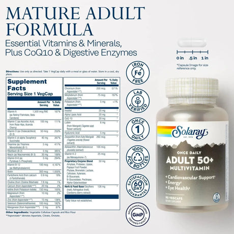 SOLARAY - Solaray Once Daily Adult 50+ 90 Capsulas - The Red Vitamin MX - Suplementos Alimenticios - {{ shop.shopifyCountryName }}