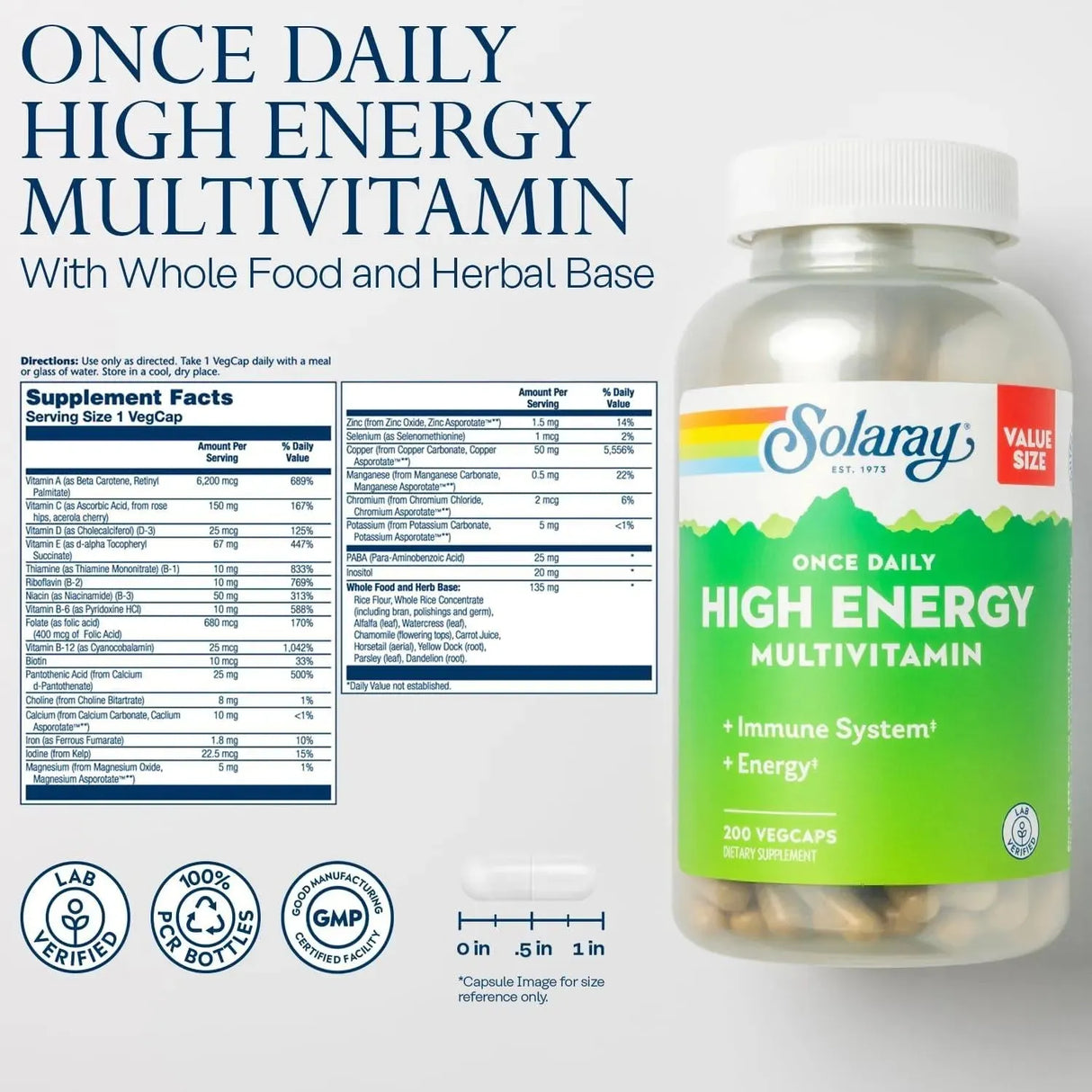 SOLARAY - Solaray Once Daily High Energy Multivitamin 200 Capsulas - The Red Vitamin MX - Suplementos Alimenticios - {{ shop.shopifyCountryName }}