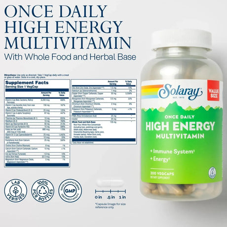 SOLARAY - Solaray Once Daily High Energy Multivitamin 200 Capsulas - The Red Vitamin MX - Suplementos Alimenticios - {{ shop.shopifyCountryName }}