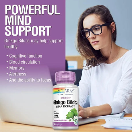 SOLARAY - Solaray One Daily Ginkgo Biloba Leaf Extract 60 Capsulas - The Red Vitamin MX - Suplementos Alimenticios - {{ shop.shopifyCountryName }}