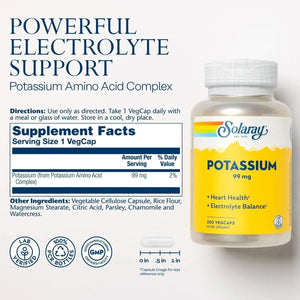 SOLARAY - Solaray Potassium 99Mg. 200 Capsulas - The Red Vitamin MX - Suplementos Alimenticios - {{ shop.shopifyCountryName }}