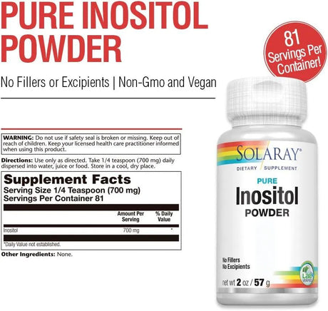 SOLARAY - Solaray Pure Inositol Powder 57Gr. - The Red Vitamin MX - Suplementos Alimenticios - {{ shop.shopifyCountryName }}