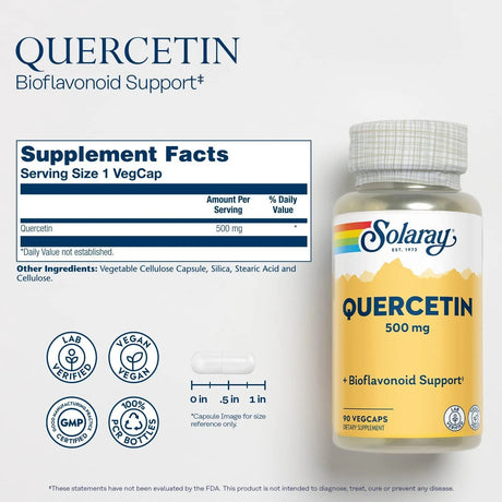 SOLARAY - Solaray Quercetin 500Mg. 90 Capsulas - The Red Vitamin MX - Suplementos Alimenticios - {{ shop.shopifyCountryName }}