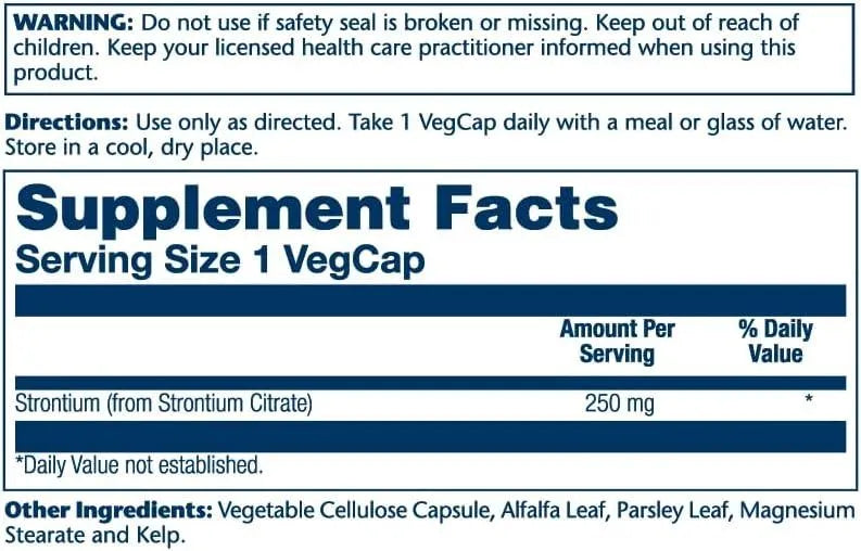 SOLARAY - Solaray Strontium Citrate 250Mg. 60 Capsulas - The Red Vitamin MX - Suplementos Alimenticios - {{ shop.shopifyCountryName }}