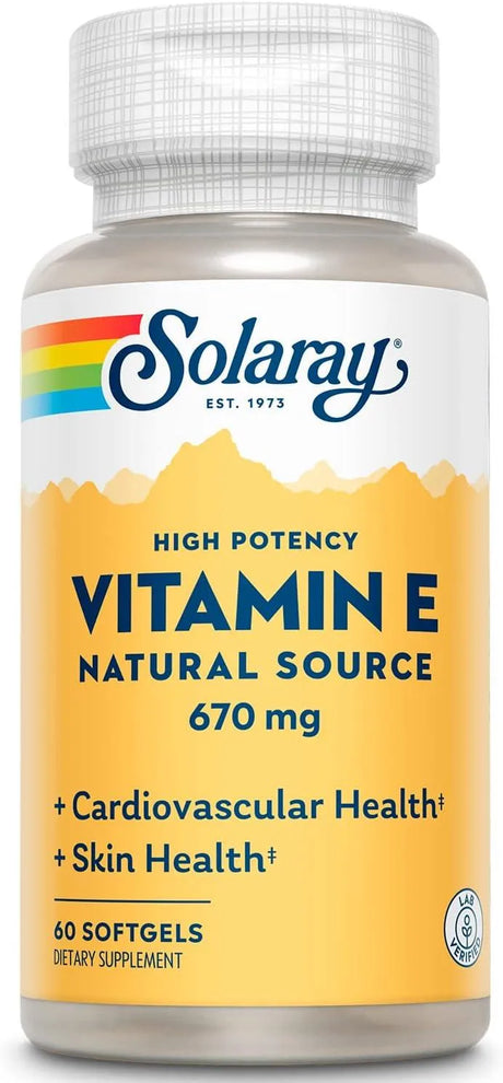 SOLARAY - Solaray Vitamin E d-Alpha Tocopherol 1000IU 60 Capsulas Blandas - The Red Vitamin MX - Suplementos Alimenticios - {{ shop.shopifyCountryName }}