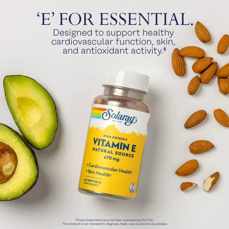 SOLARAY - Solaray Vitamin E d-Alpha Tocopherol 1000IU 60 Capsulas Blandas - The Red Vitamin MX - Suplementos Alimenticios - {{ shop.shopifyCountryName }}