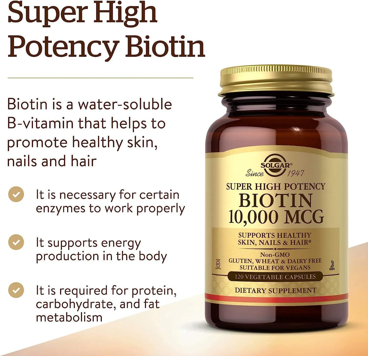 SOLGAR - Solgar Biotin 10,000 mcg 120 Capsulas - The Red Vitamin MX - Suplementos Alimenticios - {{ shop.shopifyCountryName }}