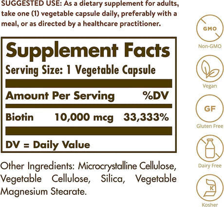 SOLGAR - Solgar Biotin 10,000 mcg 60 Capsulas - The Red Vitamin MX - Suplementos Alimenticios - {{ shop.shopifyCountryName }}