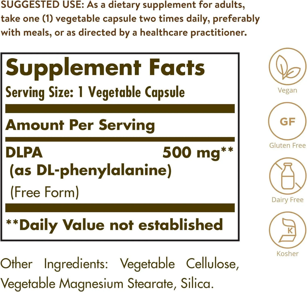 SOLGAR - Solgar DLPA DL-Phenylalanine 500Mg. 100 Capsulas - The Red Vitamin MX - Suplementos Alimenticios - {{ shop.shopifyCountryName }}