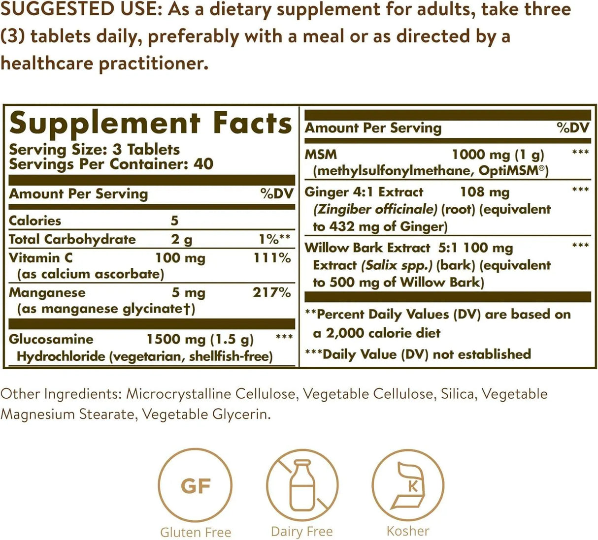 SOLGAR - Solgar Glucosamine MSM Complex 120 Tabletas - The Red Vitamin MX - Suplementos Alimenticios - {{ shop.shopifyCountryName }}