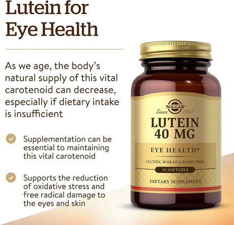 SOLGAR - Solgar Lutein 40Mg. 30 Capsulas Blandas - The Red Vitamin MX - Suplementos Alimenticios - {{ shop.shopifyCountryName }}