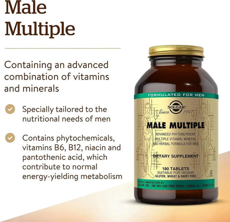SOLGAR - Solgar Male Multiple 180 Tabletas - The Red Vitamin MX - Suplementos Alimenticios - {{ shop.shopifyCountryName }}