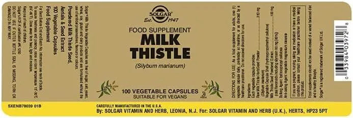 SOLGAR - Solgar Milk Thistle 100 Capsulas - The Red Vitamin MX - Suplementos Alimenticios - {{ shop.shopifyCountryName }}