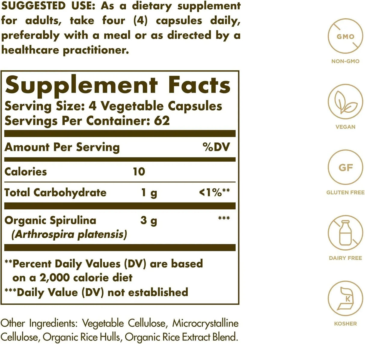 SOLGAR - Solgar Spirulina 750Mg. 250 Capsulas - The Red Vitamin MX - Suplementos Alimenticios - {{ shop.shopifyCountryName }}