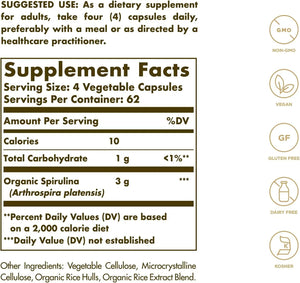 SOLGAR - Solgar Spirulina 750Mg. 250 Capsulas - The Red Vitamin MX - Suplementos Alimenticios - {{ shop.shopifyCountryName }}