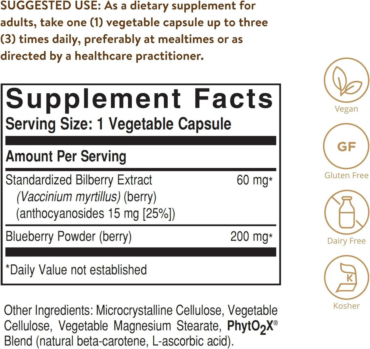 SOLGAR - Solgar Standardized Full Potency Bilberry Berry Extract 60 Capsulas - The Red Vitamin MX - Suplementos Alimenticios - Mexico