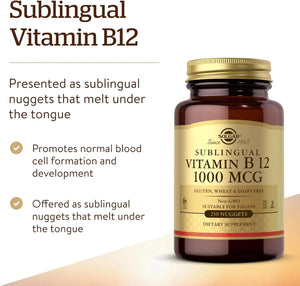 SOLGAR - Solgar Vitamin B12 1000mcg 250 Tabletas - The Red Vitamin MX - Suplementos Alimenticios - {{ shop.shopifyCountryName }}