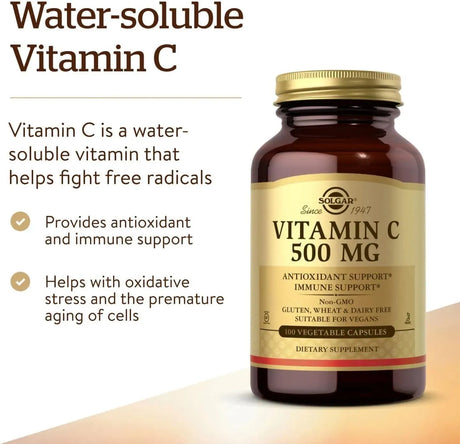 SOLGAR - Solgar Vitamin C 500Mg. 100 Capsulas - The Red Vitamin MX - Suplementos Alimenticios - {{ shop.shopifyCountryName }}