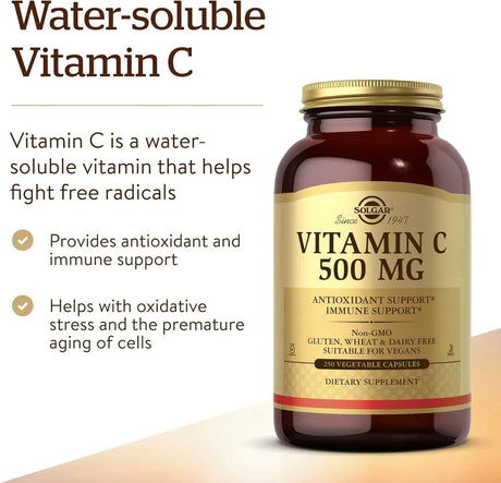 SOLGAR - Solgar Vitamin C 500Mg. 250 Capsulas - The Red Vitamin MX - Suplementos Alimenticios - {{ shop.shopifyCountryName }}