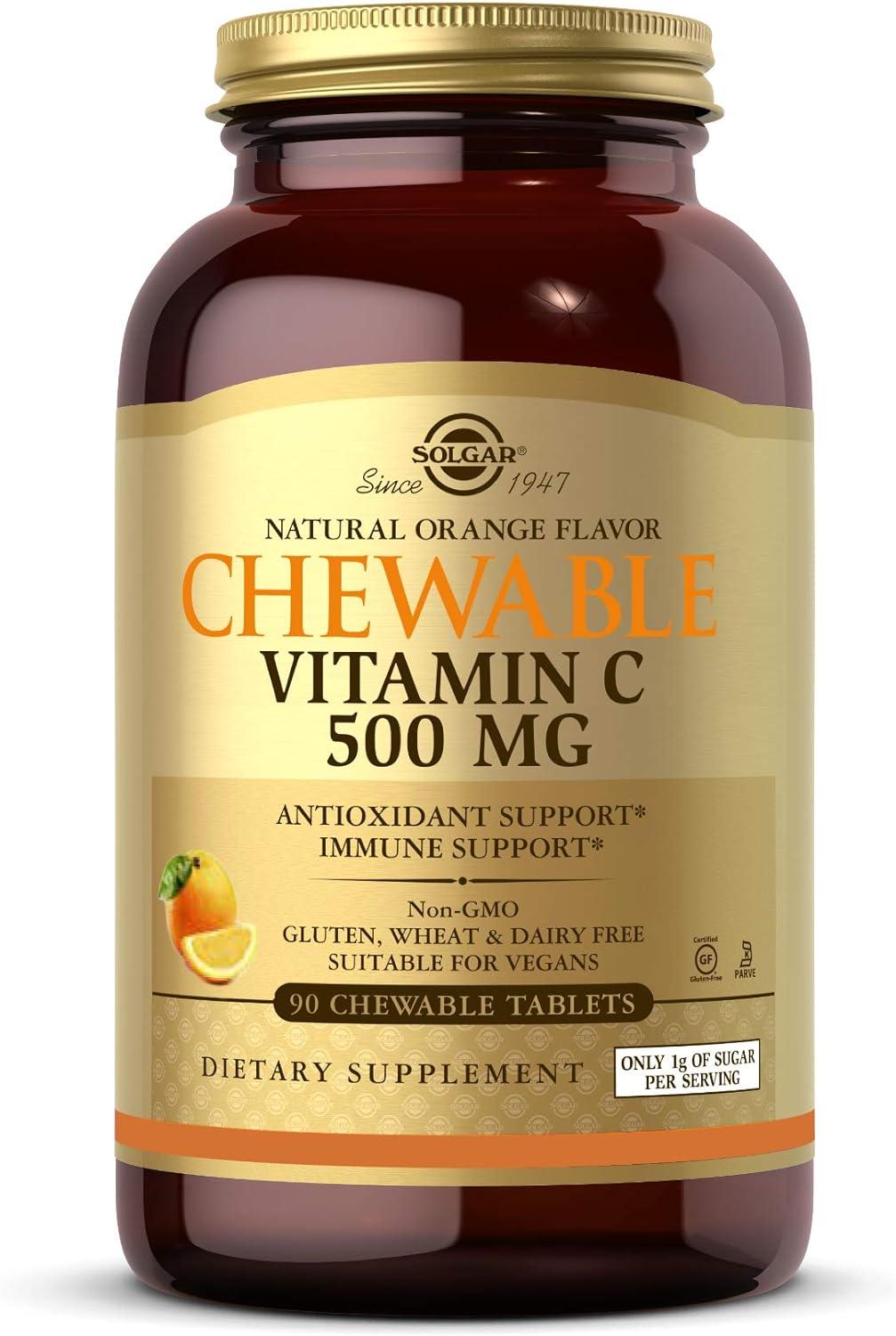 SOLGAR - Solgar Vitamin C 500Mg. Chewable Orange Flavor 90 Tabletas Masticables - The Red Vitamin MX - Suplementos Alimenticios - Mexico