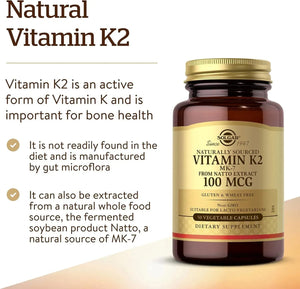 SOLGAR - Solgar Vitamin K2 MK7 100mcg 50 Capsulas - The Red Vitamin MX - Suplementos Alimenticios - {{ shop.shopifyCountryName }}