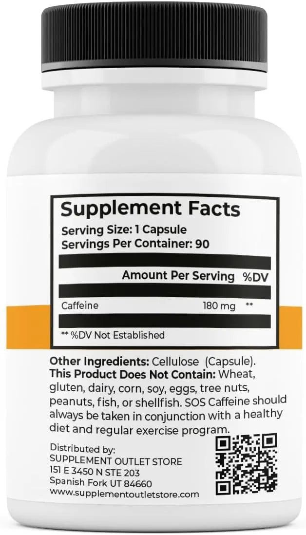 SOS - SOS Caffeine Pills 180Mg. 90 Capsulas - The Red Vitamin MX - Suplementos Alimenticios - {{ shop.shopifyCountryName }}