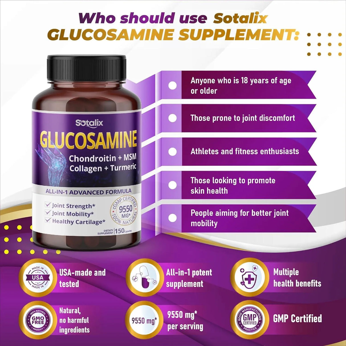 SOTALIX - Sotalix Glucosamine 9,550Mg. with Chondroitin MSM Collagen Turmeric 150 Capsulas - The Red Vitamin MX - Suplementos Alimenticios - {{ shop.shopifyCountryName }}