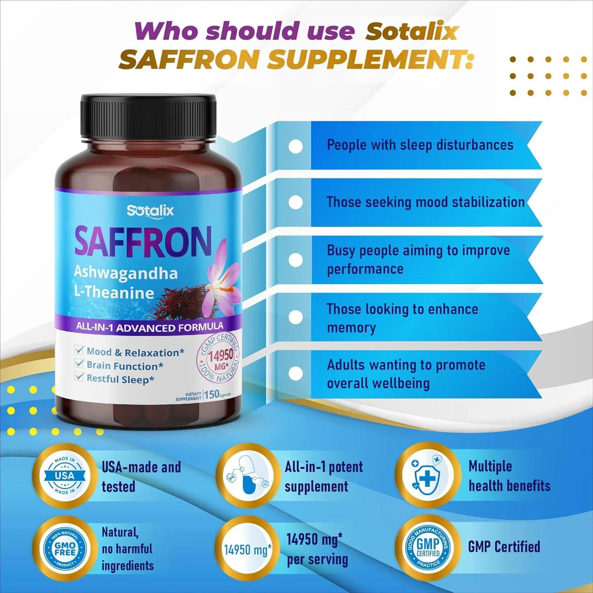 SOTALIX - Sotalix Saffron 14,950Mg. with Ashwagandha, Ginseng, L-Theanine 150 Capsulas - The Red Vitamin MX - Suplementos Alimenticios - {{ shop.shopifyCountryName }}