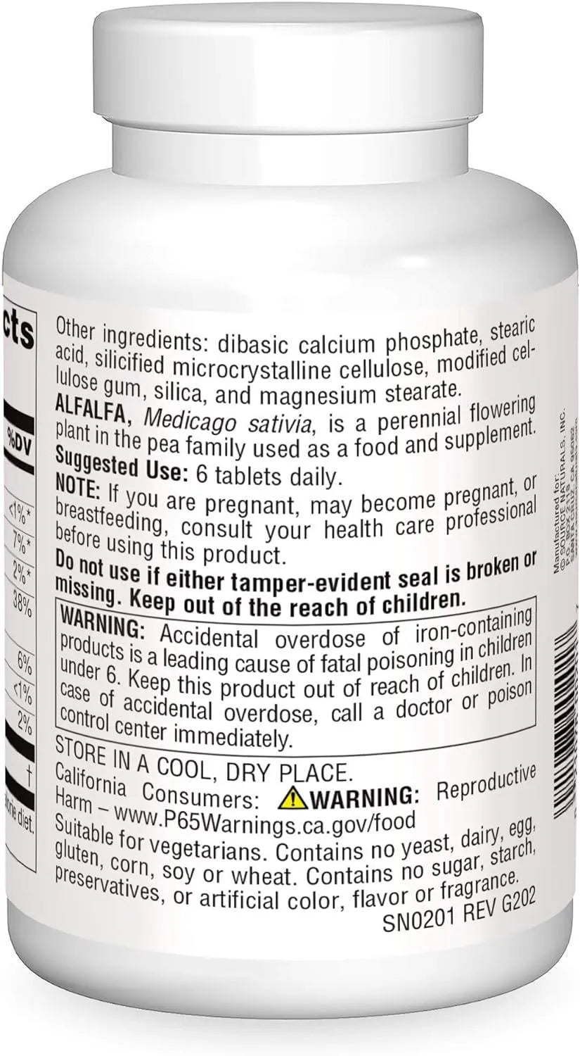 SOURCE NATURALS - Source Naturals Alfalfa 648Mg. 250 Tabletas - The Red Vitamin MX - Suplementos Alimenticios - {{ shop.shopifyCountryName }}