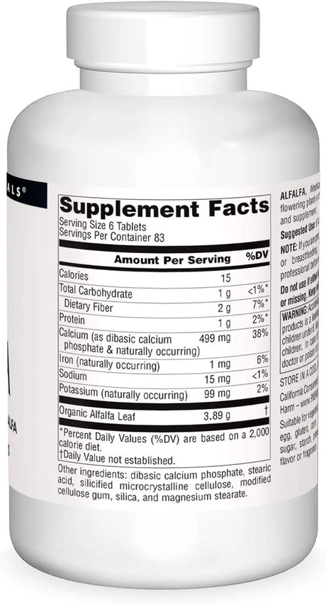 SOURCE NATURALS - Source Naturals Alfalfa 648Mg. 500 Tabletas - The Red Vitamin MX - Suplementos Alimenticios - {{ shop.shopifyCountryName }}