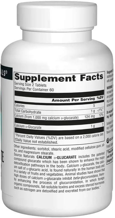 SOURCE NATURALS - Source Naturals Calcium D-Glucarate 120 Tabletas - The Red Vitamin MX - Suplementos Alimenticios - {{ shop.shopifyCountryName }}