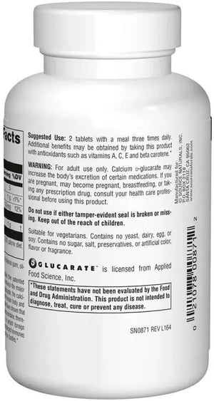 SOURCE NATURALS - Source Naturals Calcium D-Glucarate 120 Tabletas - The Red Vitamin MX - Suplementos Alimenticios - {{ shop.shopifyCountryName }}