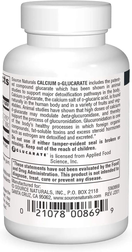 SOURCE NATURALS - Source Naturals Calcium D-Glucarate 500Mg. 30 Tabletas - The Red Vitamin MX - Suplementos Alimenticios - {{ shop.shopifyCountryName }}