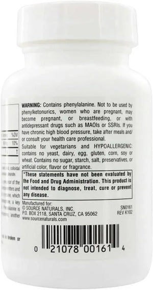 SOURCE NATURALS - Source Naturals L-Phenylalanine 500Mg. 100 Tabletas - The Red Vitamin MX - Suplementos Alimenticios - {{ shop.shopifyCountryName }}